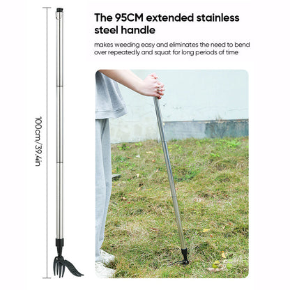 Weeding Tool with Detachable Handle, Stand Up Weed Puller for Lawn, Stainless Steel Weeder Tool for Dandelion Removal