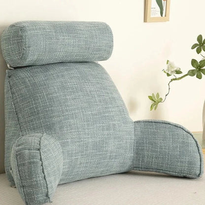 Ergonomic Lumbar Support Pillow with Adjustable Headrest & Soft Armrests | Back Support for Pain Relief and Comfort