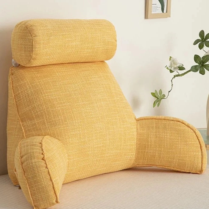 Ergonomic Lumbar Support Pillow with Adjustable Headrest & Soft Armrests | Back Support for Pain Relief and Comfort