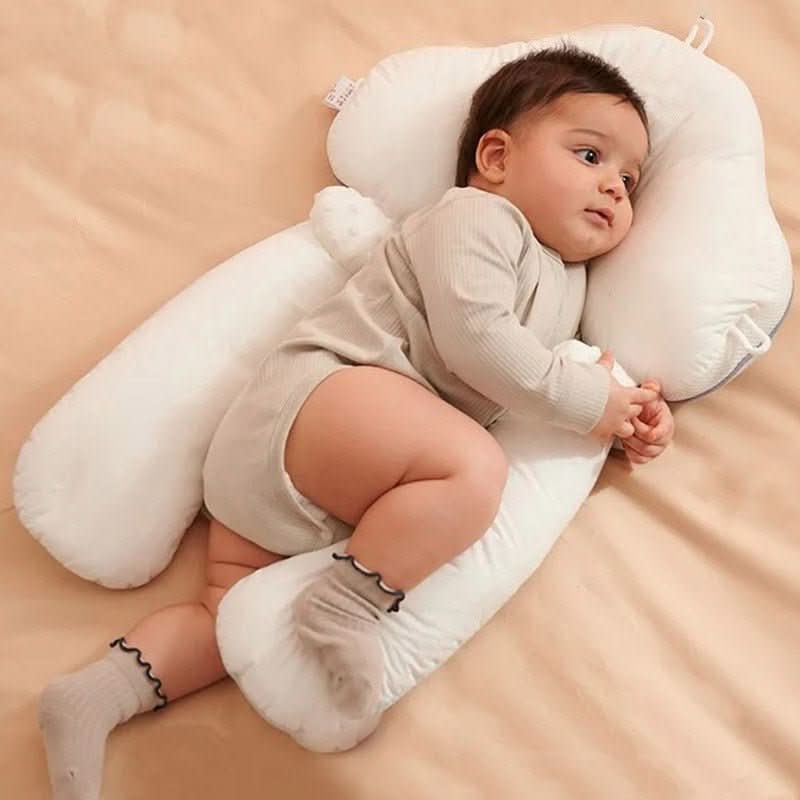 Infant Head Support Cushion with Airflow Foam Core, Reversible Dual-Sided Cover, Washable Sleep Positioner for Newborns 0-12 Months