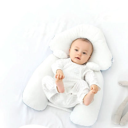 Infant Head Support Cushion with Airflow Foam Core, Reversible Dual-Sided Cover, Washable Sleep Positioner for Newborns 0-12 Months