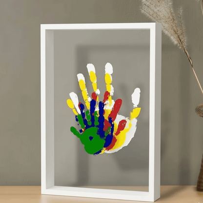 Wooden Baby Handprint & Footprint Keepsake Frame with Clay Kit for Newborns to Toddlers | Memory Display Nursery Décor