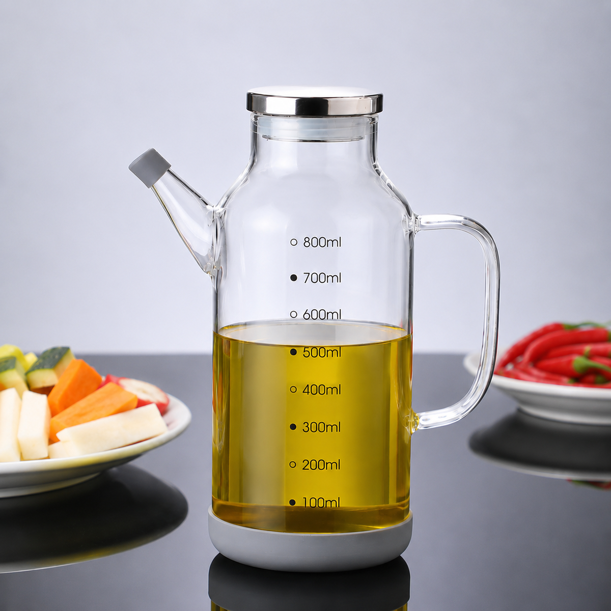 Essential Kitchen Tools | Glass Oil Dispenser Bottle with Measuring Scale | Leak-Proof Design for Precise Pouring