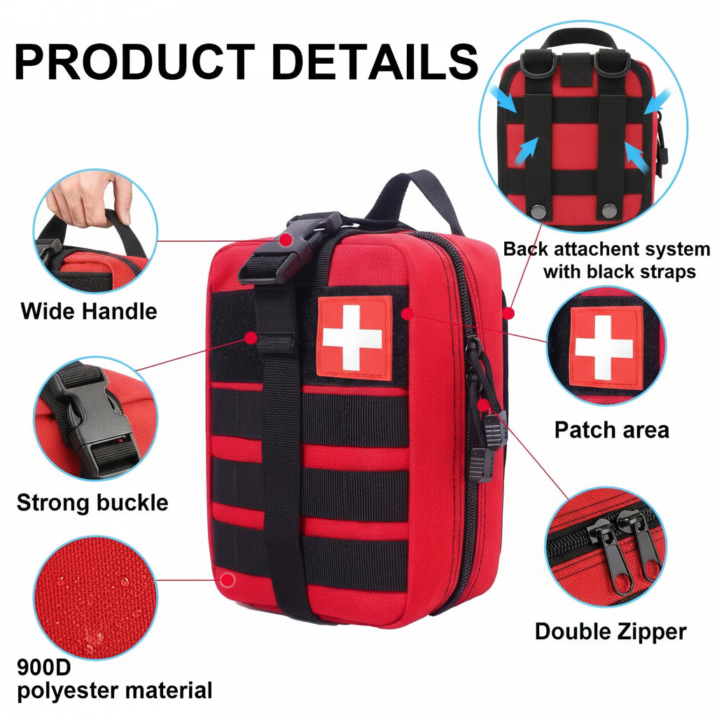 Essential Outdoor Survival Kit | Portable Emergency Preparedness Kit with First Aid Supplies | Ideal for Camping and Travel Safety