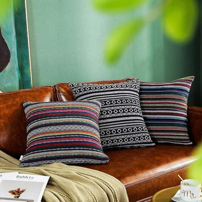 Vibrant Cushion Cover - Woven Microfiber, Bohemian Geometric Design