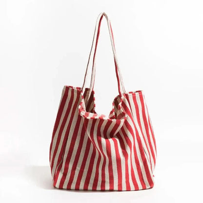 Everyday Essentials | Canvas Tote Bag with Striped Design & Long Handles | Durable and Stylish for Daily Use
