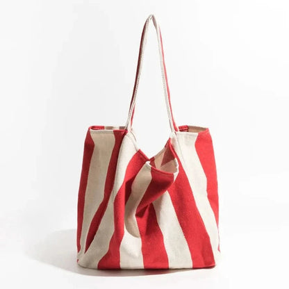 Everyday Essentials | Canvas Tote Bag with Striped Design & Long Handles | Durable and Stylish for Daily Use