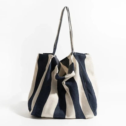 Everyday Essentials | Canvas Tote Bag with Striped Design & Long Handles | Durable and Stylish for Daily Use