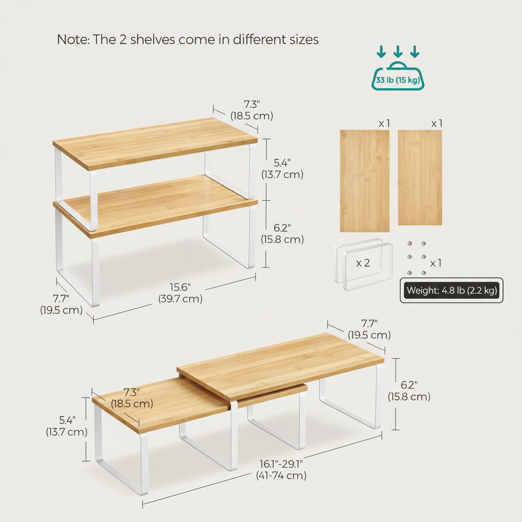 Expandable Kitchen Organizer | Stackable Metal Storage Shelves for Efficient Pantry Organization