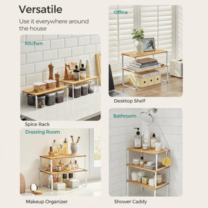 Expandable Kitchen Organizer | Stackable Metal Storage Shelves for Efficient Pantry Organization