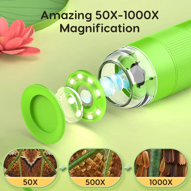 Explore Microscopic Wonders | Handheld Digital Microscope with 1000x Magnification | Engaging Tool for Kids and Collectors