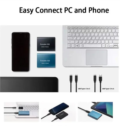 2TB Portable Solid State Drive USB-C External Storage for Laptops Desktops Gaming Backup Fast Transfer Compact Lightweight Compatible with