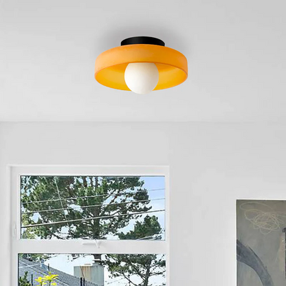 Glass Globe Flush Mount Light Fixture 8 in Amber Glow for Bedroom Wall Ceiling Modern Home Decor Sconce Versatile Installation