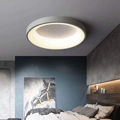 Round LED Overhead Fixture for Bedroom & Hallway – Ultra-Slim Iron & Acrylic Disc – Dimmable Options for Living Room & Entryway