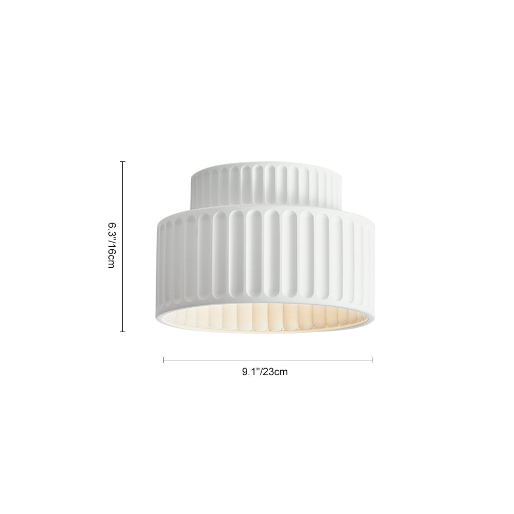 Dimmable Flush Mount Ceiling Light for Bedroom Living Room Ribbed Resin 9 in Scandinavian Japanese Inspired Soft Ambient Overhead Lighting L