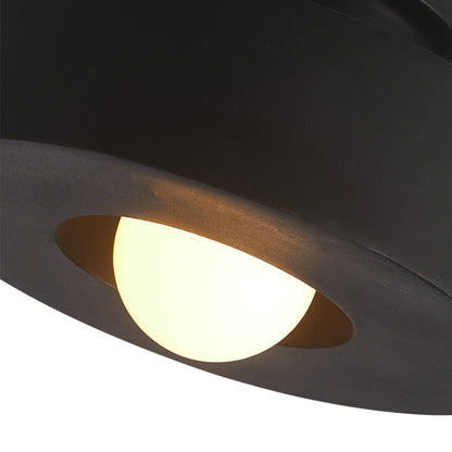Flush Mount Drum Fixture 12-Inch Resin Shade Adjustable Brightness for Bedroom Den Hallway Low Profile 6-Inch Height Minimalist Japanese Sty