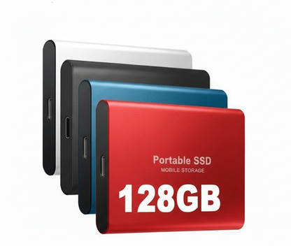128GB Portable Solid State Drive USB-C High-Speed External Storage Aluminum Shockproof for PC Mac Android Gaming Consoles 4K Video Backup