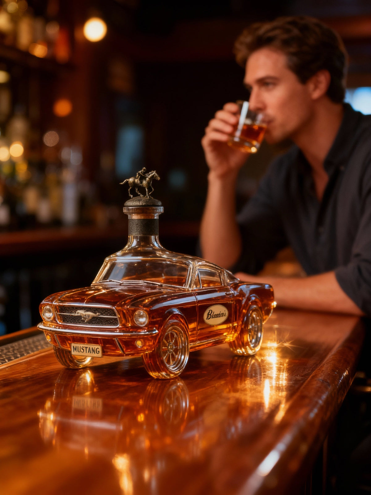 Muscle Car Glass Spirit Decanter for Whiskey, Bourbon & Liquor Display – Collectible Automotive Barware for Home Bar, Man Cave & Living Room