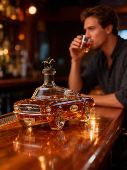Muscle Car Glass Spirit Decanter for Whiskey, Bourbon & Liquor Display – Collectible Automotive Barware for Home Bar, Man Cave & Living Room
