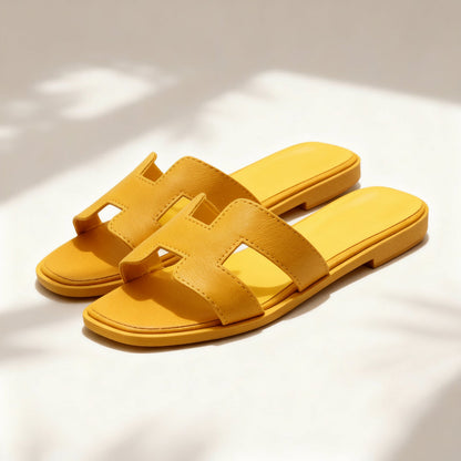 Casual Flat Sole Slip-On Sandals – Open-Toe Slides for Home, Spa & Beach