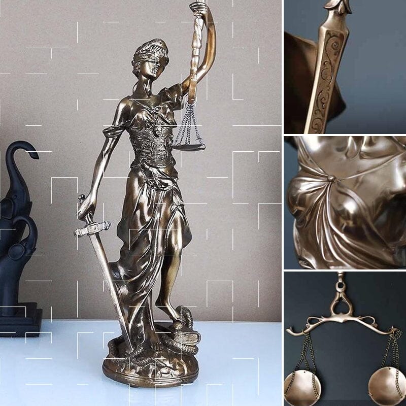 Resin Lady Justice Figure 12-Inch Bronze-Look Statue for Office Desk Library Study Law Firm Decor Legal Symbol Figurine Bookshelf Ornament