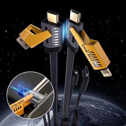 Multi-Device 65W USB-C Power Delivery Charging Cable with Dual Input & Output Ports for iPhone iPad MacBook Android Tablets