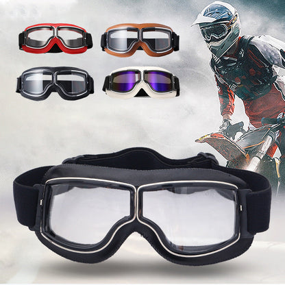 Retro Leather-Padded Motorcycle Goggles for Vintage Riding