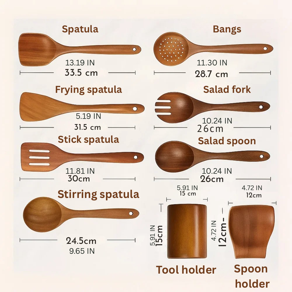 Natural Wood Cooking Utensil Set