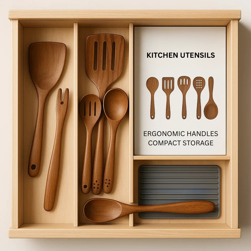 Natural Wood Cooking Utensil Set