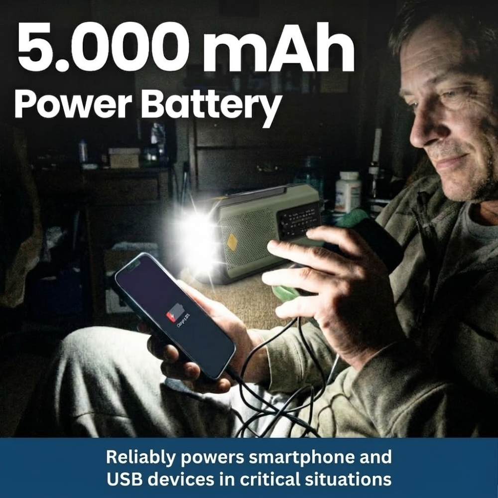 Portable Solar Powered Emergency Radio with Flashlight