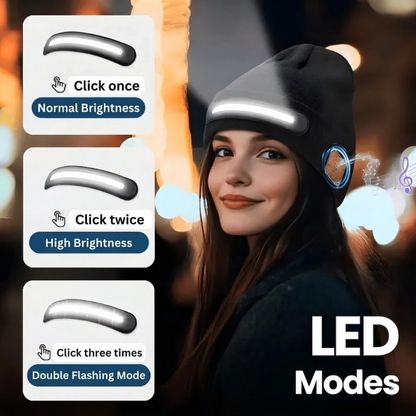 Wireless Beanie Headlamp with Bluetooth Music