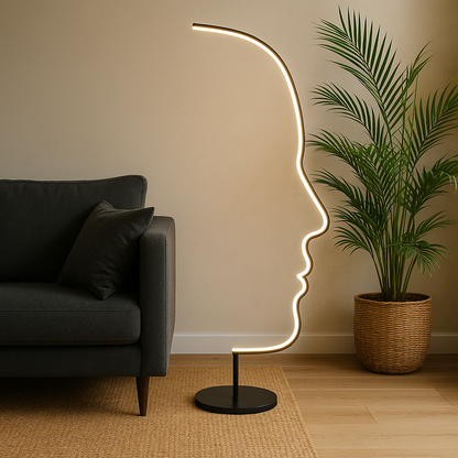 Modern Sculptural LED Standing Lamp 22 Inches Tall Black Metal for Contemporary Living Spaces Accent Lighting Home Decor