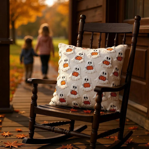 Fable Pumpkin Cushion Cover - Faux Fleece, Festive Halloween Decor