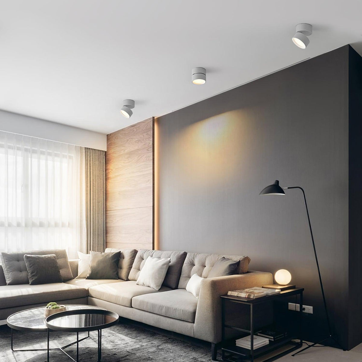 Adjustable LED Ceiling Spotlight in Minimalist Scandinavian Style – Directional Accent Light for Living Room, Gallery, Hallway & Modern