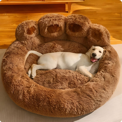 Felicity Paw Dog Bed - Plush Fabric, Raised Edges for Comfort