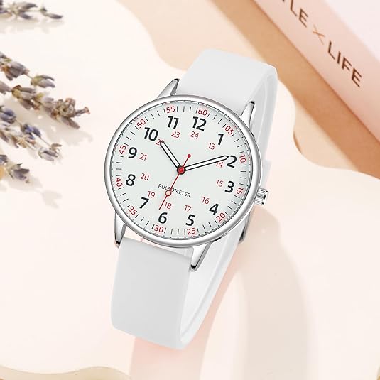Femke | Waterproof Nurse Watch with Clear Second Hand | Durable Silicone Band for Comfort