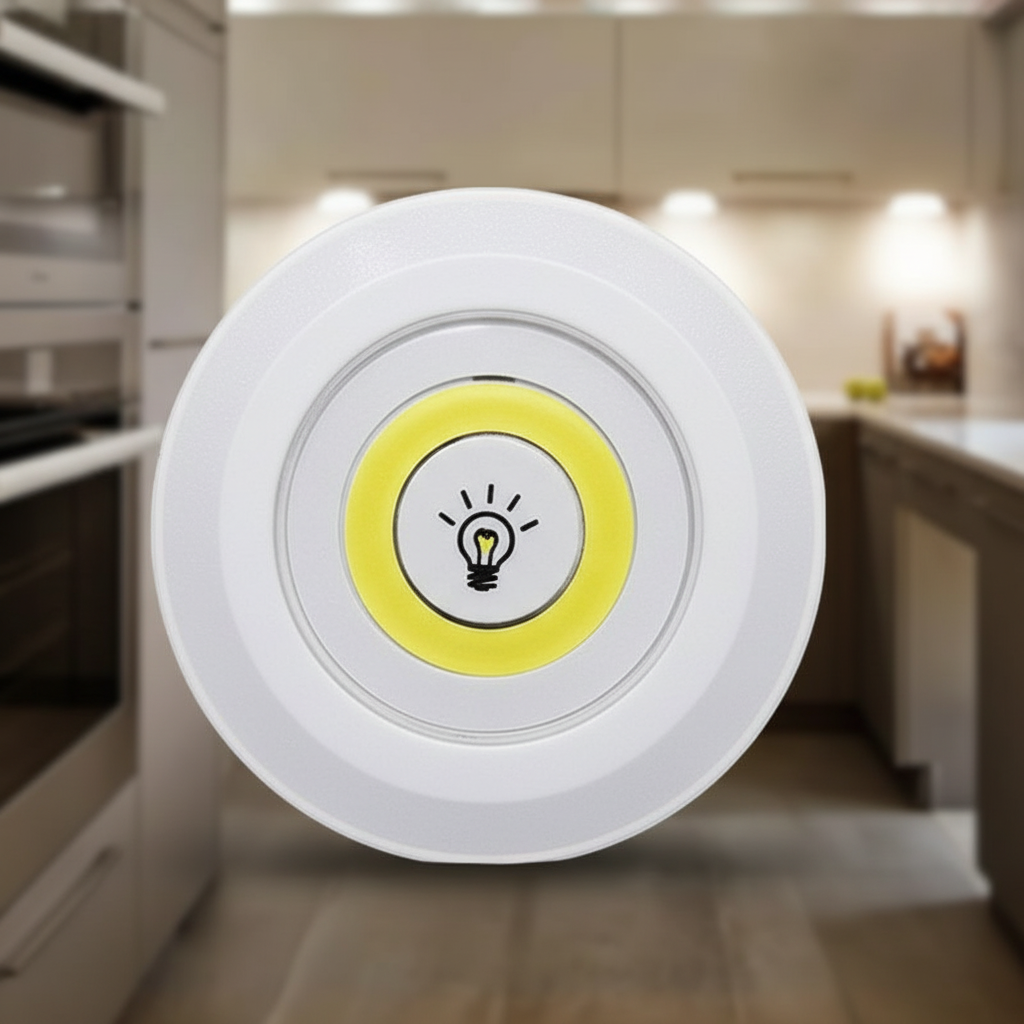 Battery-Operated LED Puck Lights with Remote Control 3-Pack White Wireless Stick-On Spotlights for Cupboards Closets Shelves Undercabinet Il