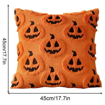 Fable Pumpkin Cushion Cover - Faux Fleece, Festive Halloween Decor