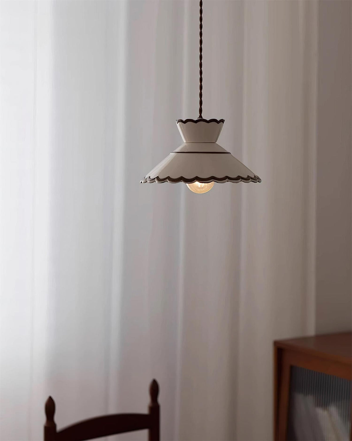 Handcrafted Ceramic Hanging Light with Floral Design 9.6 Inch Diameter Overhead Fixture Adjustable Cord E26 Socket for Dining Area Kitchen C