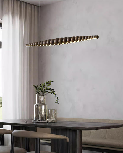 Hanging LED Fixture 46 in Metal Wood Acrylic Globe Pendant 3000K Contemporary Ceiling Light for Kitchen Island Dining Table