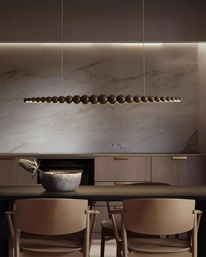 Hanging LED Fixture 46 in Metal Wood Acrylic Globe Pendant 3000K Contemporary Ceiling Light for Kitchen Island Dining Table