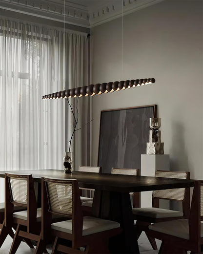 Hanging LED Fixture 46 in Metal Wood Acrylic Globe Pendant 3000K Contemporary Ceiling Light for Kitchen Island Dining Table