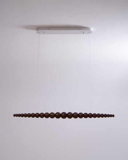 Hanging LED Fixture 46 in Metal Wood Acrylic Globe Pendant 3000K Contemporary Ceiling Light for Kitchen Island Dining Table