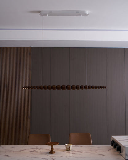 Hanging LED Fixture 46 in Metal Wood Acrylic Globe Pendant 3000K Contemporary Ceiling Light for Kitchen Island Dining Table