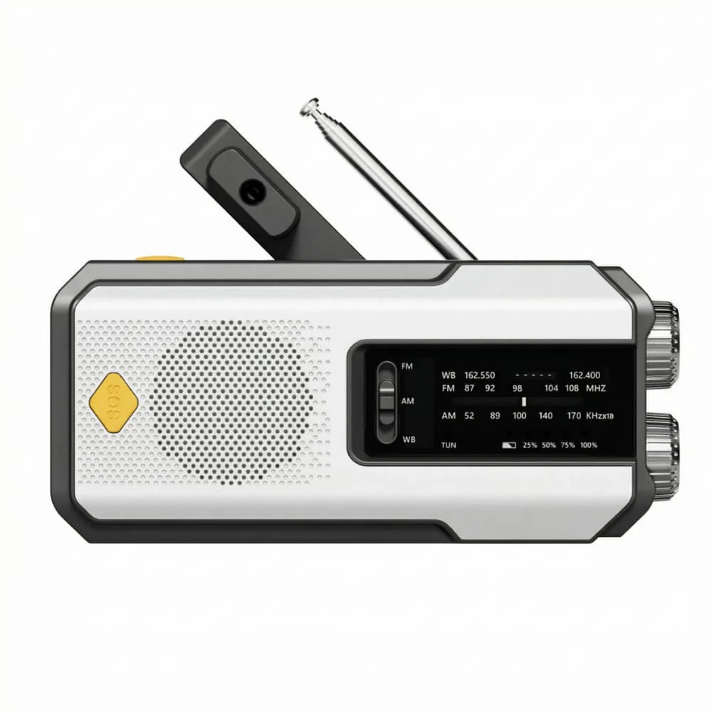 Portable Solar Powered Emergency Radio with Flashlight