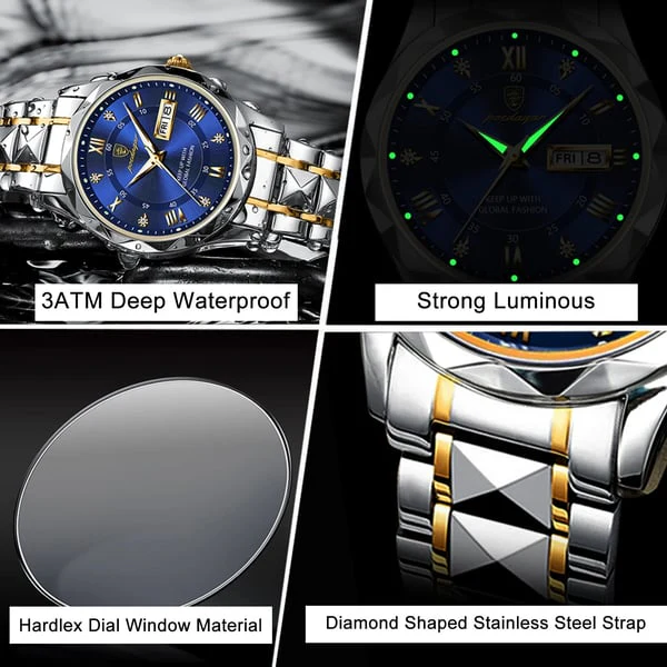 Premium Men's Water Resistant Watch with Glow Dial