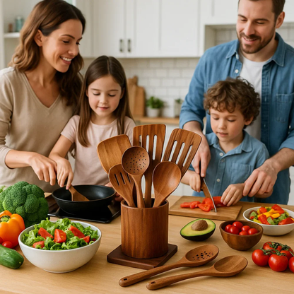 Natural Wood Cooking Utensil Set