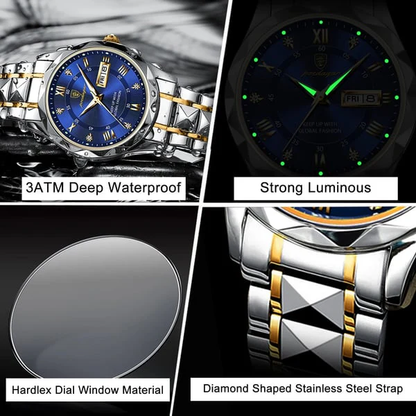 Premium Men's Quartz Watch, Stainless Steel Case
