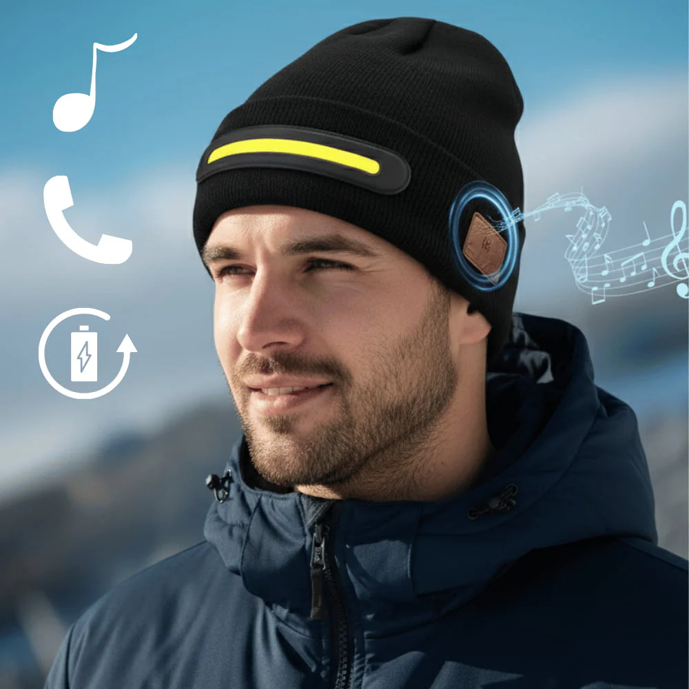 Wireless Beanie Headlamp with Bluetooth Music