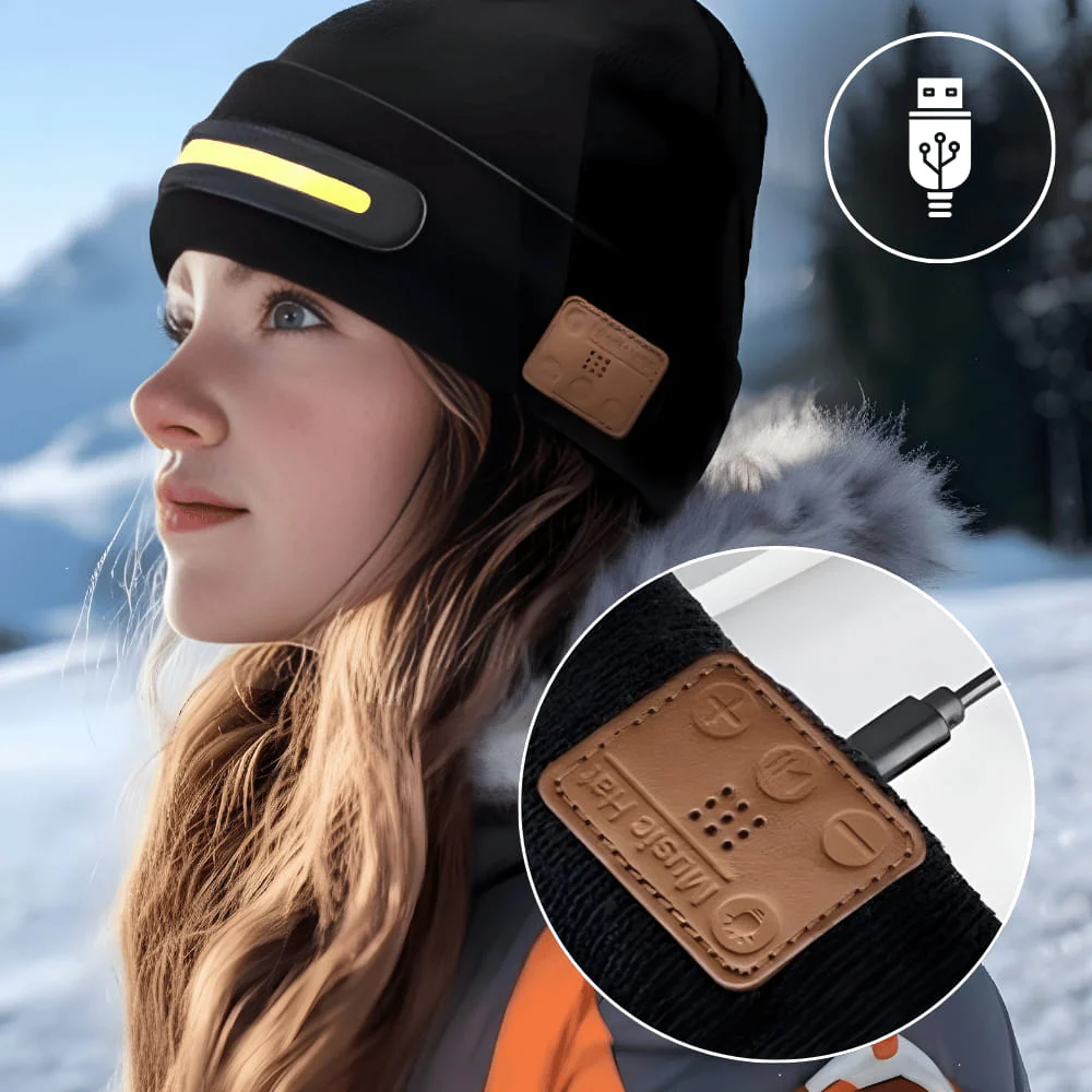 Wireless Beanie Headlamp with Bluetooth Music